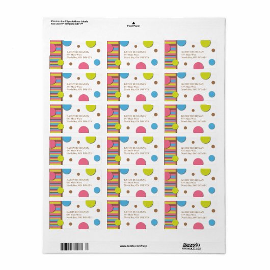 Fun Polk a Dot Adresetiketten Etiket (Full Sheet)