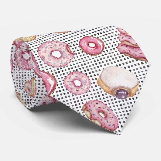 Fun Polka Donut Pattern Dot Print Waterverf Stropdas (Opgerold)