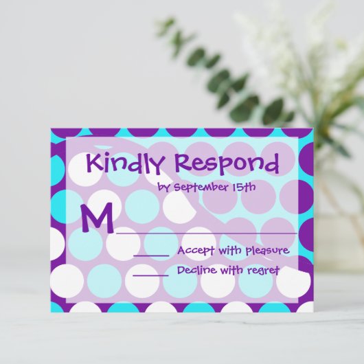 Fun Polka Dot Wave Motif Cartes RSVP (Debout devant)