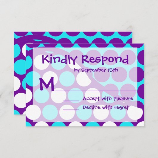 Fun Polka Dot Wave Motif Cartes RSVP (Devant / Derrière)