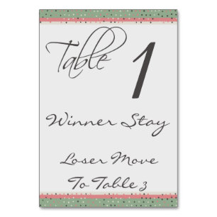Fun Polka Dots Stylish Bunco Table Card #1 Kaart