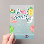 Fun Pool Floaties | poolparty Acryl Uitnodigingen (Insitu (Draagbaar))