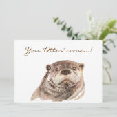 Fun Pool Party Anniversaire Cute Otters Invitation (Debout devant)