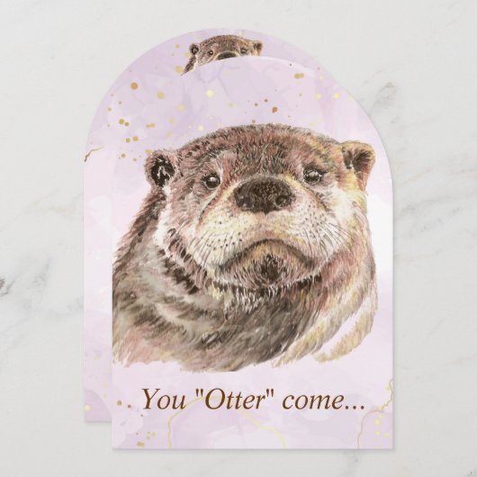 Fun Pool Party Anniversaire Cute Otters Invitation (Devant / Derrière)