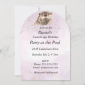 Fun Pool Party Anniversaire Cute Otters Invitation (Dos)