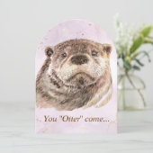 Fun Pool Party Anniversaire Cute Otters Invitation (Debout devant)