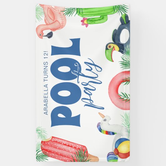 Fun Pool Party | Bannière d'anniversaire (Vertical)