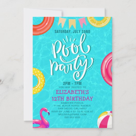 Fun Pool Party Birthday Invitation – Summer Splash (Devant)