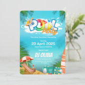 Fun Pool Party Invitation Kaart (Staand voorkant)