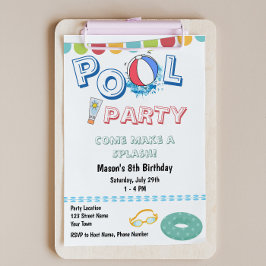 Fun Pool Party Invitation Kaart