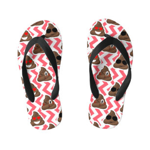 Fun Poop Emoji Red ZigZag Pattern Kinder Teenslippers
