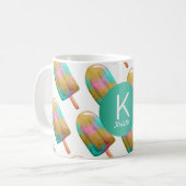 Fun Popsicle Patroon met Monogram Koffiemok (Voorkant links)