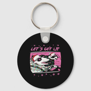 Fun Possum Raccoon Lets Get Trash Street Roze Chri Sleutelhanger