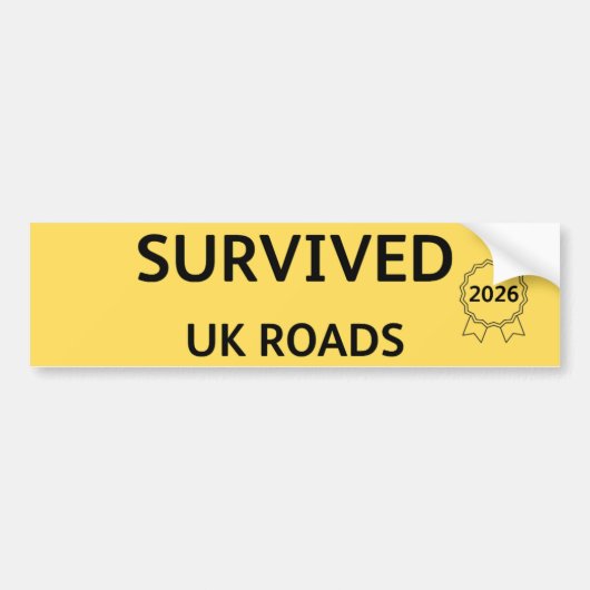 Fun Pothole Bumper Sticker SURVIVED UK ROADS 2026 (Devant)