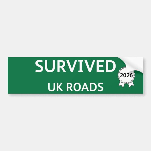 Fun Pothole Bumper Sticker SURVIVED UK ROADS 2026 (Devant)
