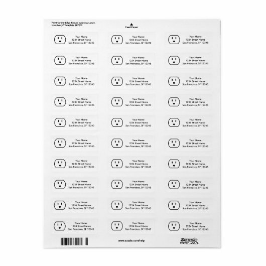Fun power jack symbool custom Retour Adres Labels (Full Sheet)