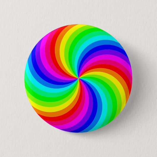 Fun psychedelic bright rainbow-draaikop ronde button 5,7 cm (Voorkant)