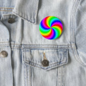 Fun psychedelic bright rainbow-draaikop ronde button 5,7 cm (In situ)