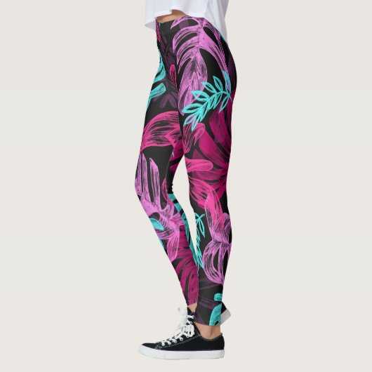 Fun Psychedelic en Ggloed Neon Leaves Leggings (Links)