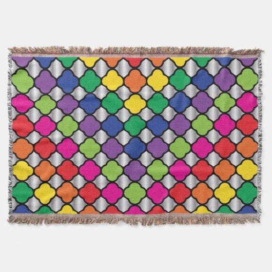 Fun Psychedelic Quatrefoil Print Patroon Deken (Voorkant)