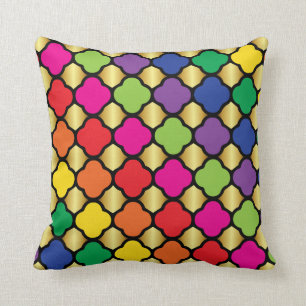 Fun Psychedelic Quatrefoil Print Patroon Kussen