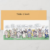 Fun Pun Bunnies Bedankt Custom Flat Kaart (Voorkant / Achterkant)