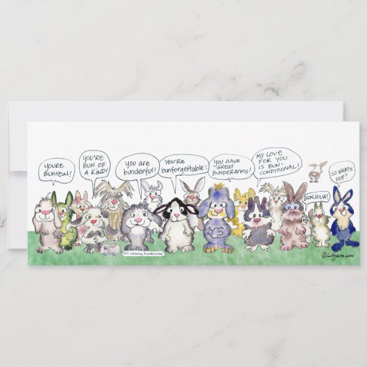Fun Pun Bunnies Bedankt Custom Flat Kaart (Voorkant)
