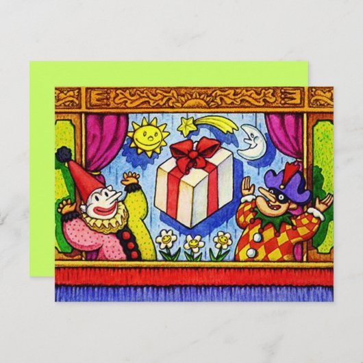 FUN PUPPET PARTY THÈME ANNIVERSAIRE INVITATION INV (Devant / Derrière)