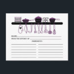 Fun Purple Kitchen Gadgets Bridal Recette Cartes<br><div class="desc">Cartes à recettes Cute Fête des mariées avec croquis turquoise violet et noir des assiettes, pots, bols et ustensiles de cuisine. L'avant de notre carte de recettes offre de la place pour un titre de recette, de la cuisine de et de l'espace ingrédients. Retournez notre carte de recette pour voir...</div>