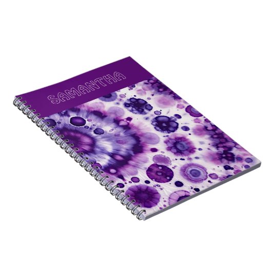 Fun Purple Violet Pink Batik Circles Art Pattern Notitieboek (Rechterzijde)