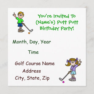 Fun Putt Putt Golf Birthday Party Kaart