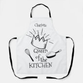 Fun Queen of the Kitchen gepersonaliseerd Schort (Voorkant)