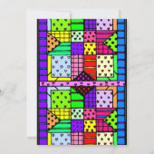 Fun Quilt Birthday Party Invitation Kaart (Achterkant)