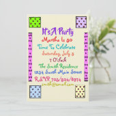 Fun Quilt Invitation à la fête d'anniversaire (Debout devant)