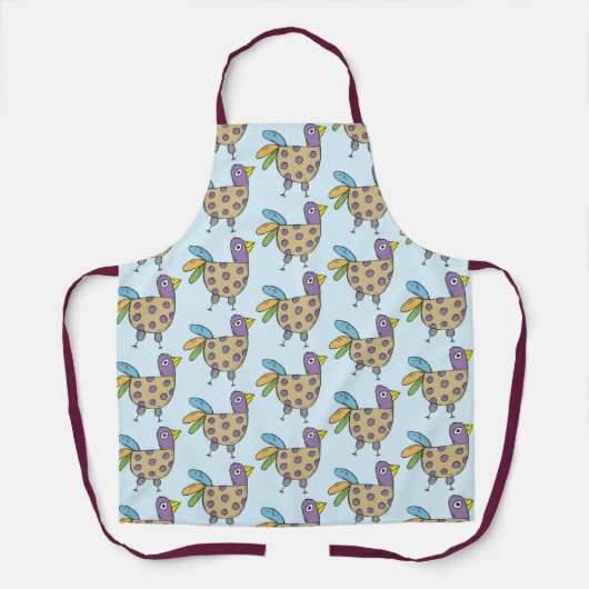 Fun Quirky Hen Chicken Doodle Pattern Blue Schort (Voorkant)
