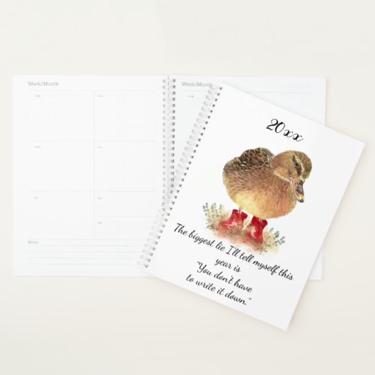 Fun Quote Cute Waterverf Duck Custom Year Planner (Display)