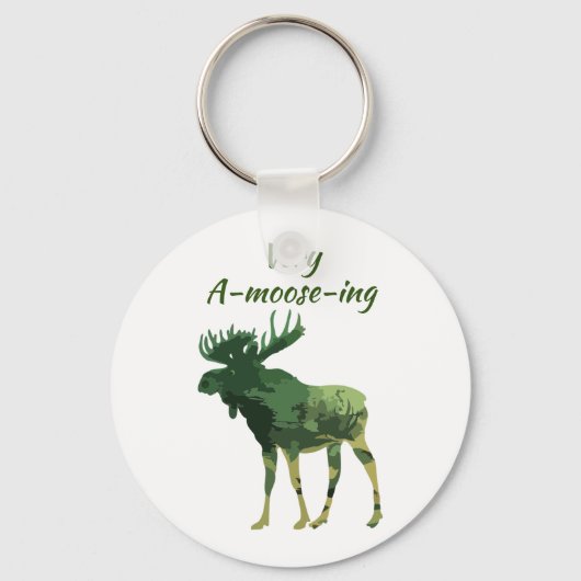Fun Quote vind dit vloeiende Moose T-Shirt Sleutelhanger (Voorkant)