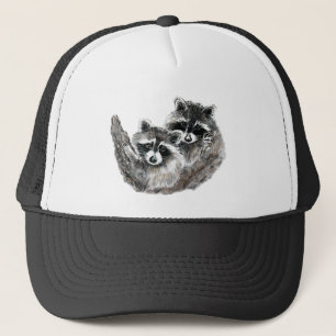 Fun Raccoon Friends Animal Waterverf Wildlife Trucker Pet