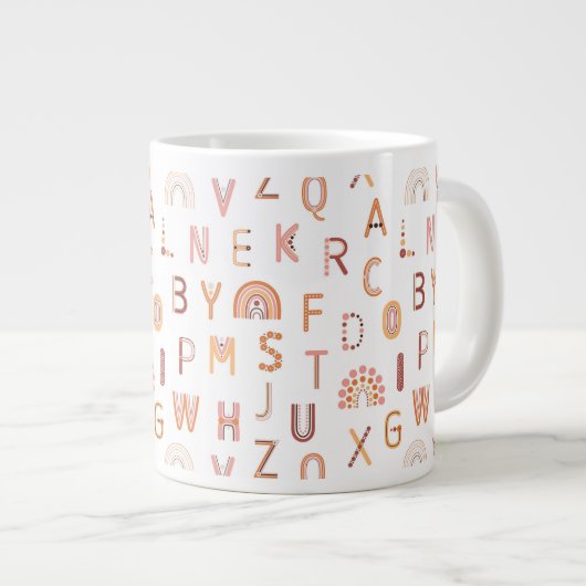Fun Rainbow Alphabet Pattern Extra Grote Beker (Voorkant rechts)