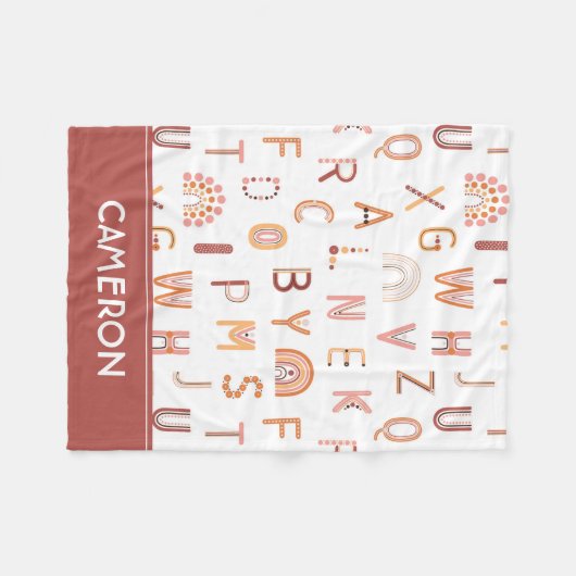 Fun Rainbow Alphabet Pattern Fleece Deken (Voorkant (Horizontaal))
