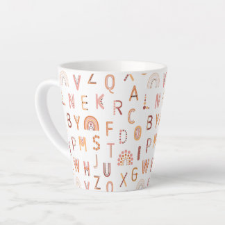 Fun Rainbow Alphabet Pattern Latte Mok