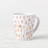 Fun Rainbow Alphabet Pattern Latte Mok (Rechterhoek)