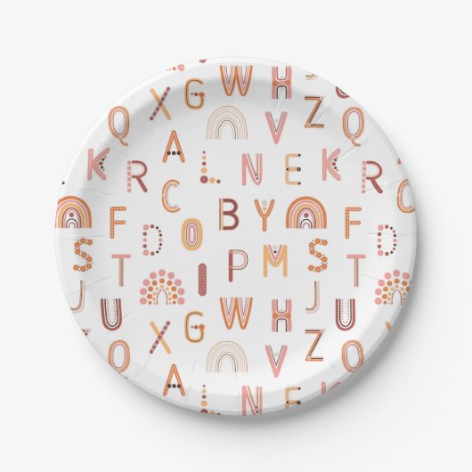 Fun Rainbow Alphabet Pattern Papieren Bordje (Voorkant)