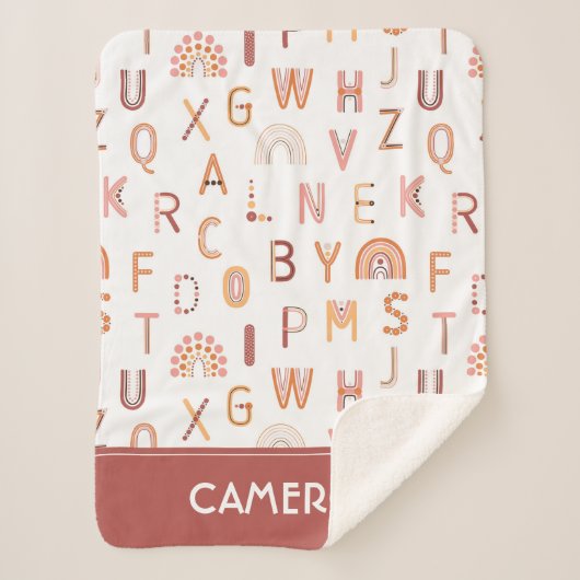 Fun Rainbow Alphabet Pattern Sherpa Deken (Voorkant)