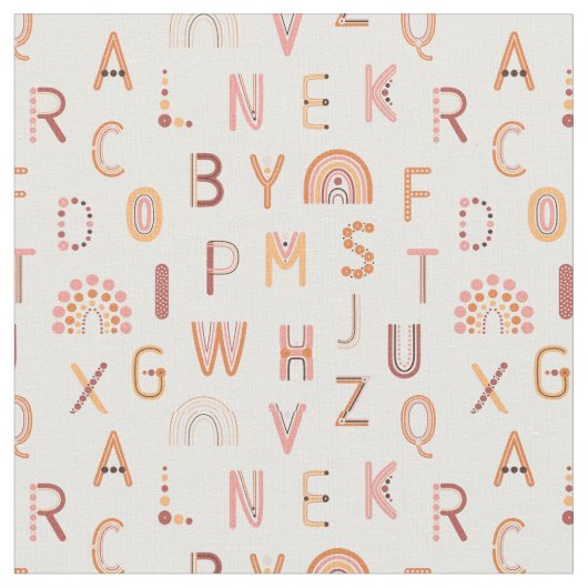 Fun Rainbow Alphabet Pattern Stof (Close Up)
