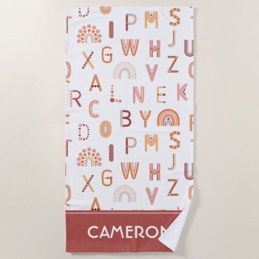 Fun Rainbow Alphabet Pattern Strandlaken (Voorkant)