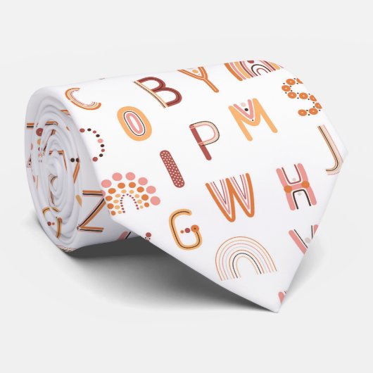 Fun Rainbow Alphabet Pattern Stropdas (Opgerold)