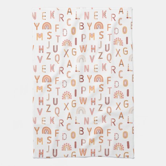 Fun Rainbow Alphabet Pattern Theedoek (Verticaal)