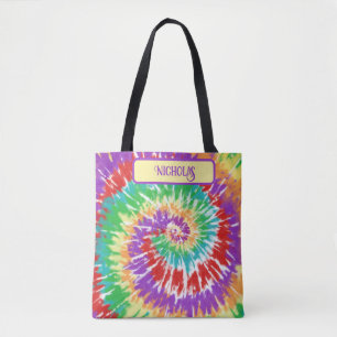 Fun Rainbow Colors Retro Tie Dye Sac fourre-tout