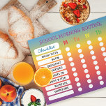 Fun Rainbow Daily Routine Checklist Bloc-notes<br><div class="desc">Customisez avec la routine matinale de votre enfant. Supprimez le dégradé pour choisir une couleur arrière - plan qui correspond à votre goût. Pour les enfants, vous pouvez utiliser des autocollants étoilés pour marquer chaque cercle pendant qu'ils prennent l'habitude de leur routine matinale. Grattez tous les textes en casquette faciles...</div>